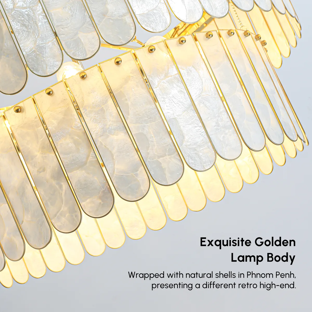 Enseo Coastal 8-Light Capiz Shell 2 Tiered Faceted Chandelier Pendant Light — image 14