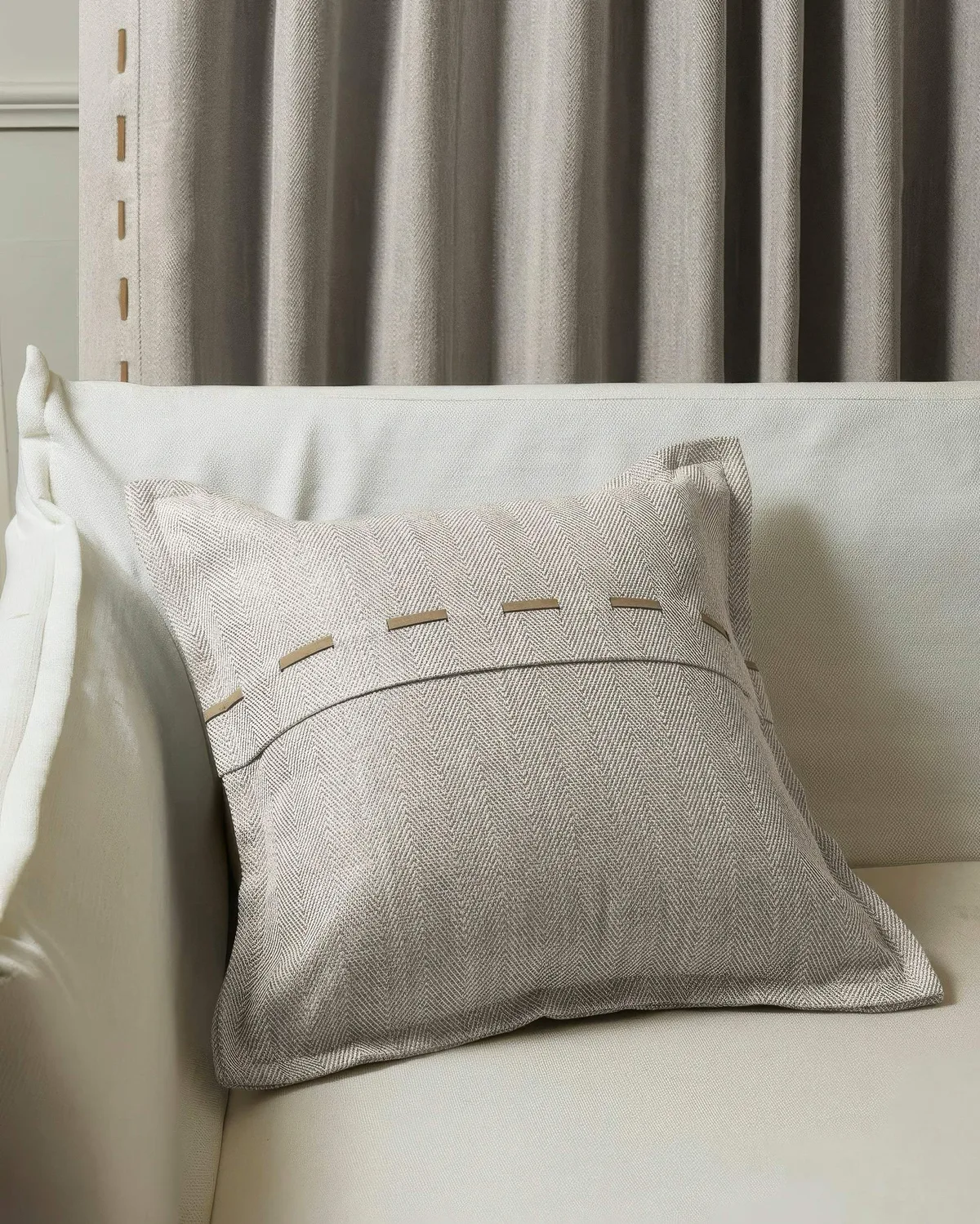 Cleo Textured Faux Leather Laced Throw Pillowcase — image 9
