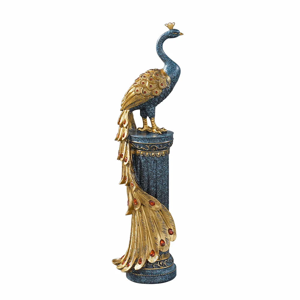 27.6" Large Glam Peacock Floor Sculpture Decor Art Living Room Bedroom — image 10