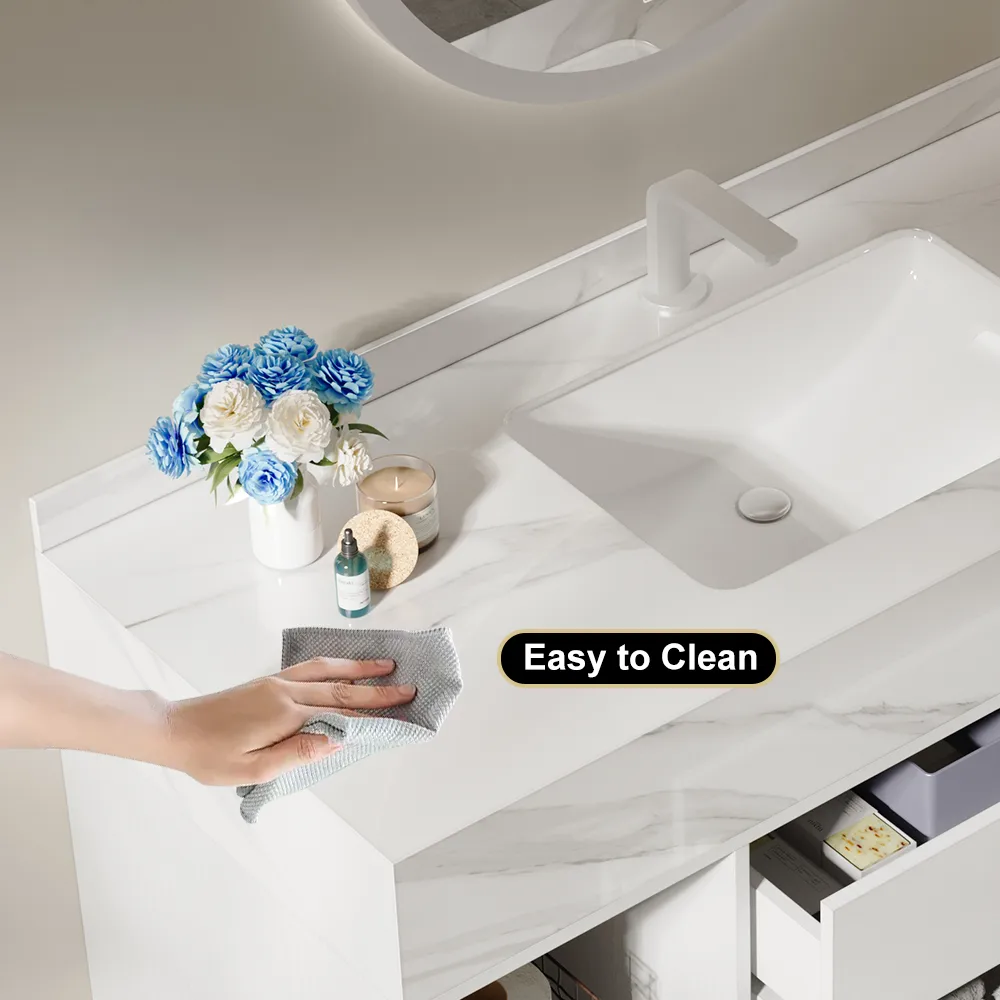 35.4" Floating Bathroom Vanity with Cultured Marble Vessel Sink with 2 Drawers — image 19