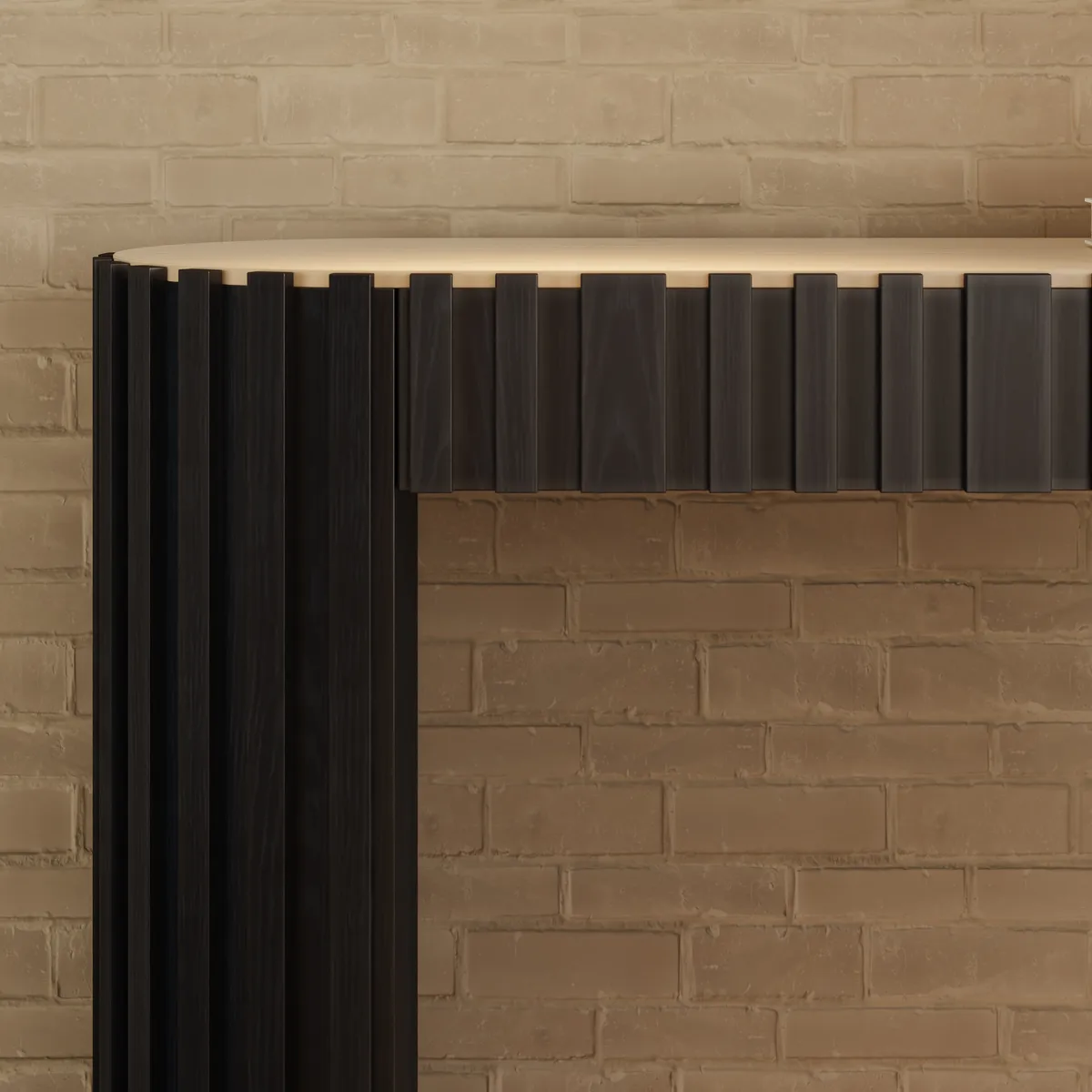 Aura 60" Ash Wood Fluted Black Console Table With Sintered Stone Top — image 9