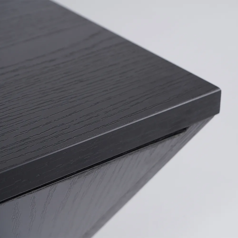 Modern Black Wood Coffee Table with Storage Square Drum with Drawer — image 11