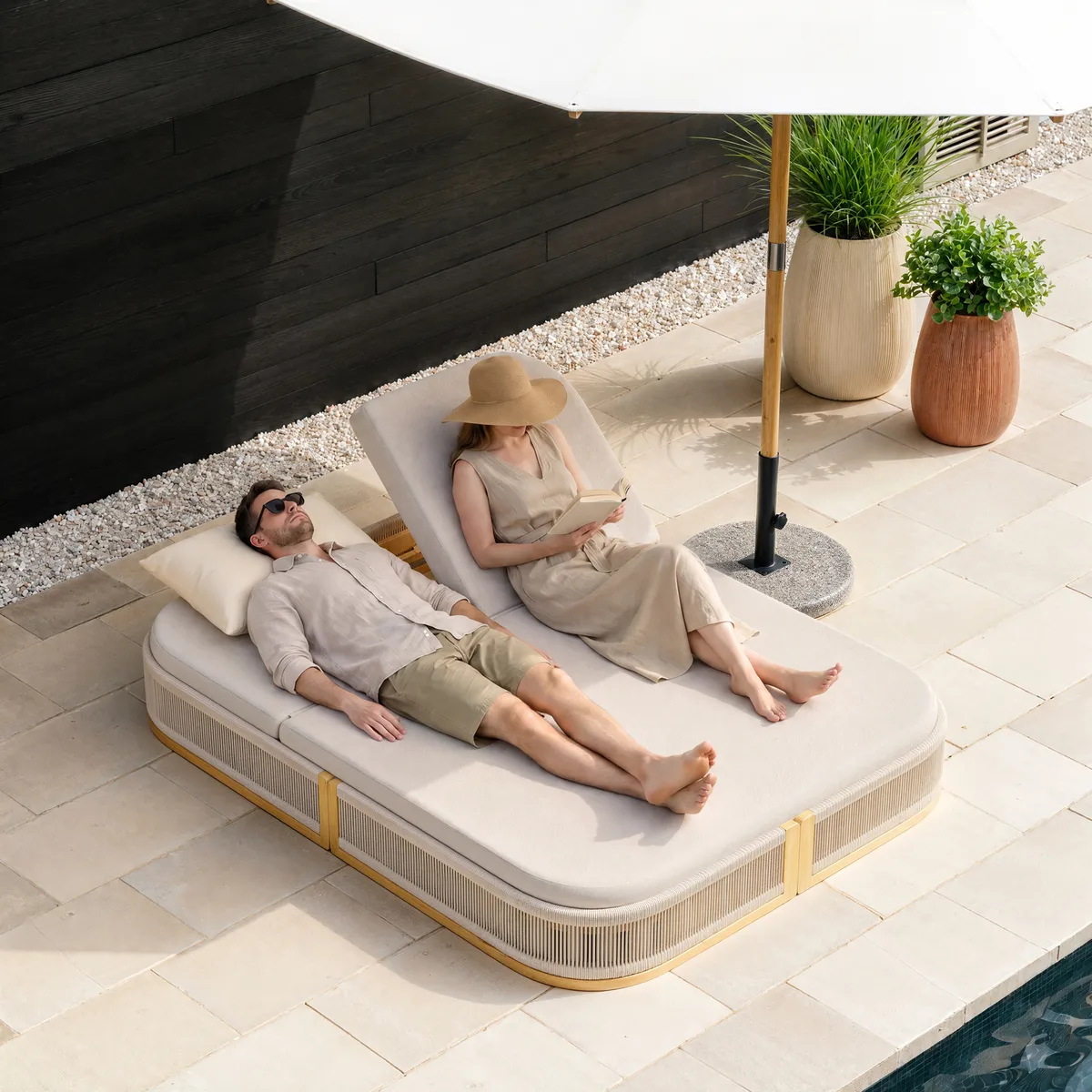 Costra Outdoor Aluminum & Rope Weave Reclining Chaise Lounge — image 16