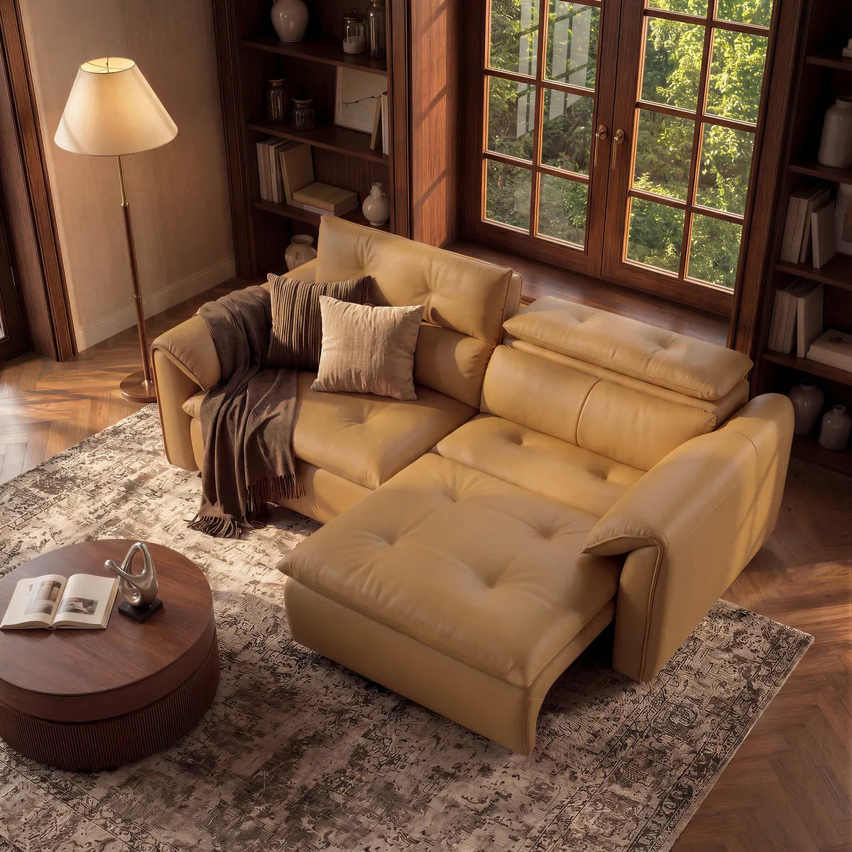87" 2-Seater Genuine Leather Power Convertible Sleeper Sofa