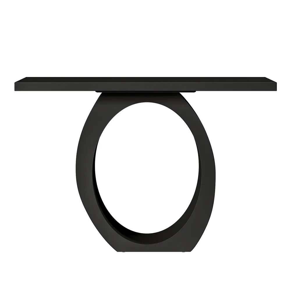 39.4" Modern Black Console Table with Circle Base Rectangular Entryway Table — image 6