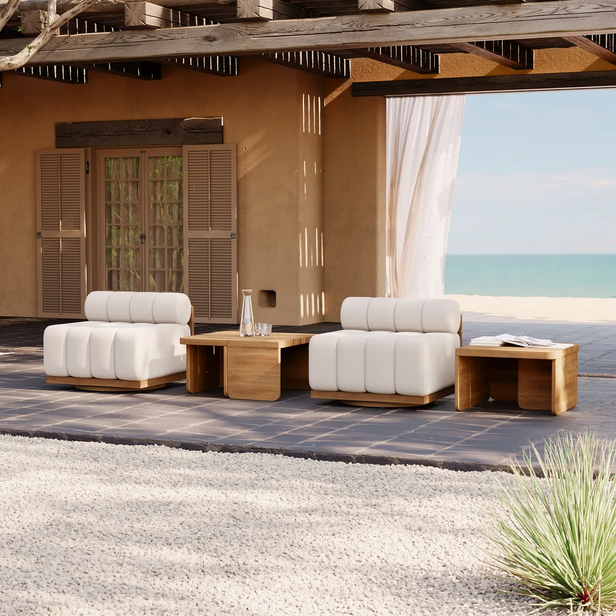 Resaro Teak Outdoor Swivel Chair Dark — image 3