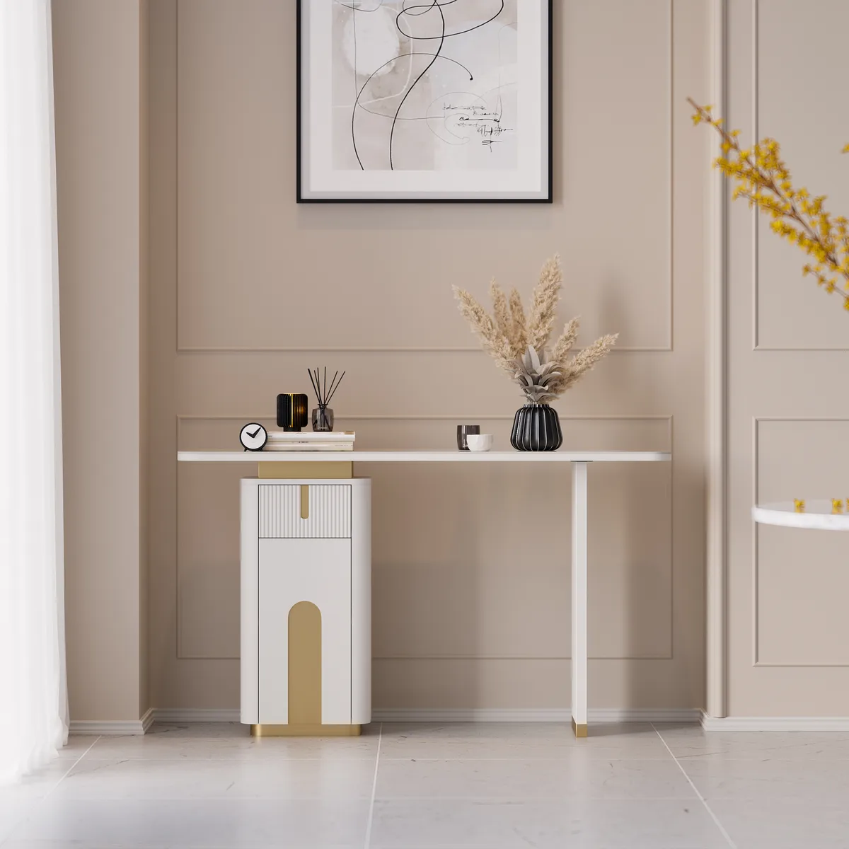 48" Modern Sintered Stone Console Table with Storage Entryway Table — image 5