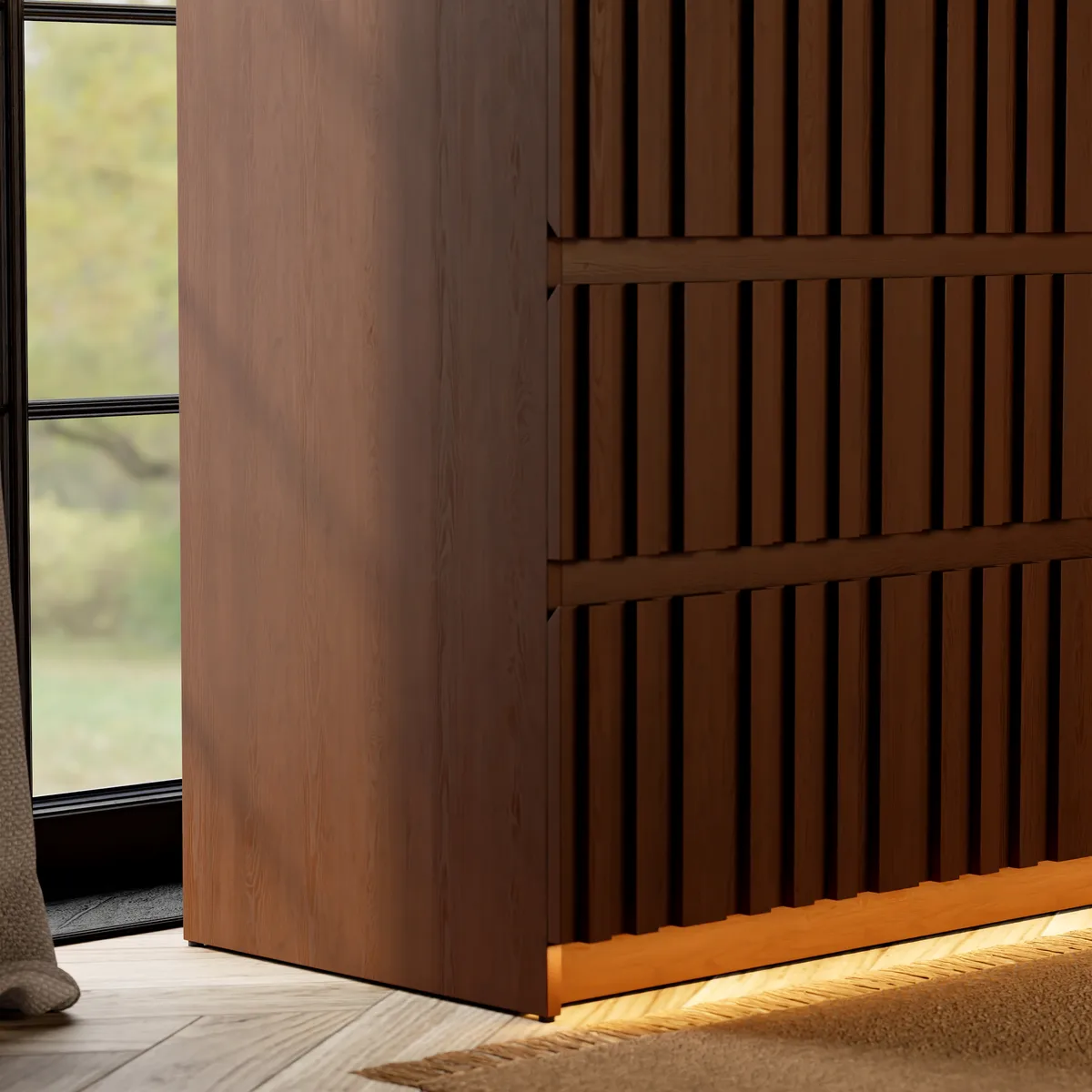 Aura 59" Walnut Sintered Stone 6-Drawer Dresser with Lighting — image 18