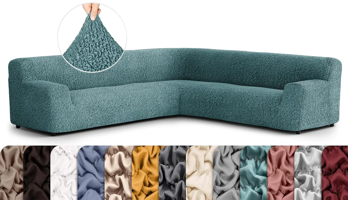 Oversized Corner Sectional Couch Cover - 1-Piece Furniture Protector - Form Fit, Machine Washable -MicrofibraCollection — image 3