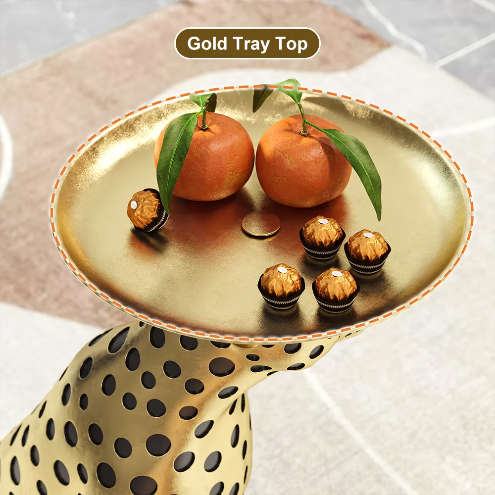 Resin Panther side Table Decorative Cocktail Luxury Gold Leopard Accent Table with Tray — image 9
