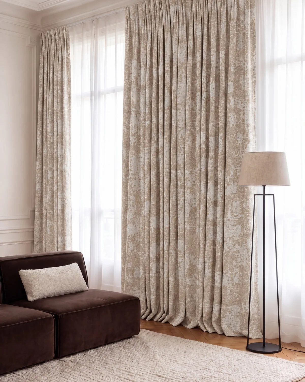 Mist 4 Layers Patterned Heavyweight Soundproof Thermal 100% Blackout Anti-Dust Custom Curtain — image 3