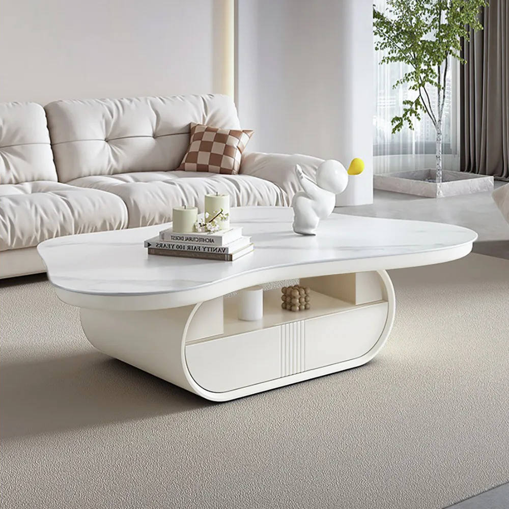 Cloud Coffee Table Wood Irregular Sintered Stone Top — image 11