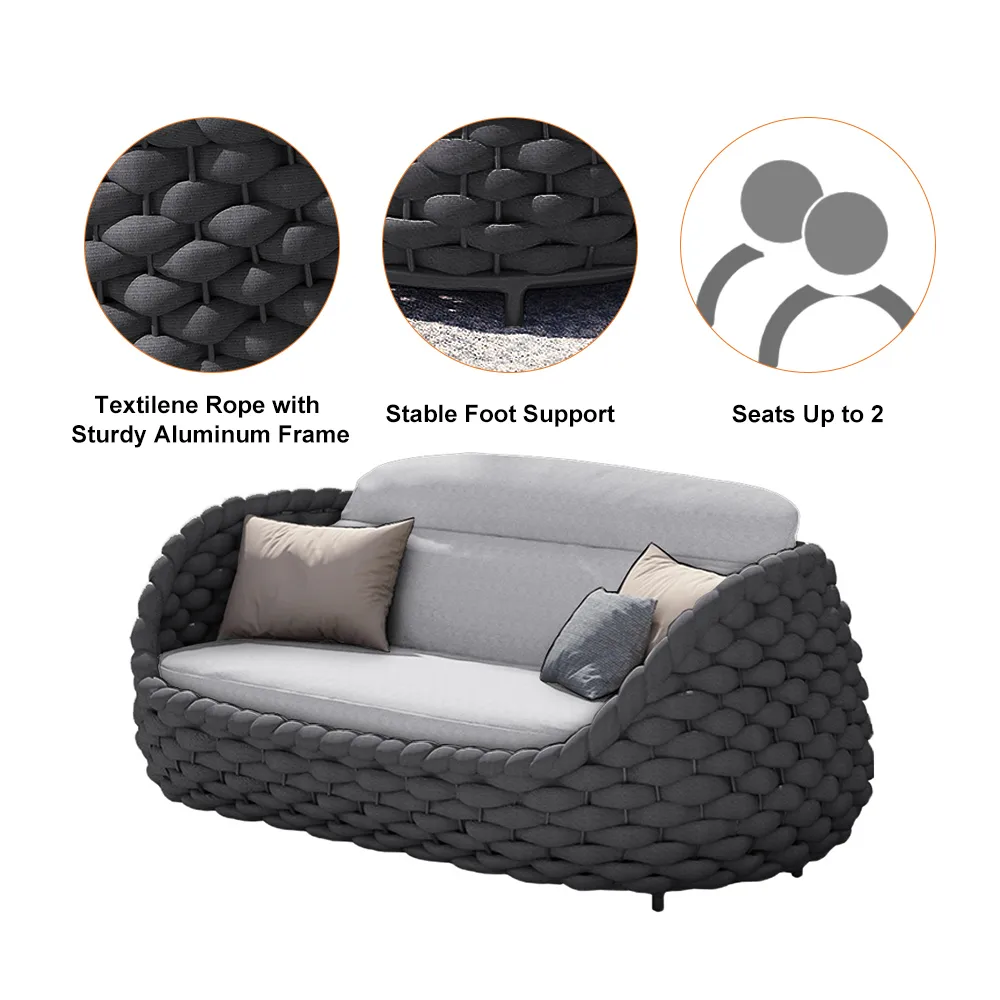 Cocaro 8-Piece Outdoor Rope Weave Sofa Set with Black Cover — image 28