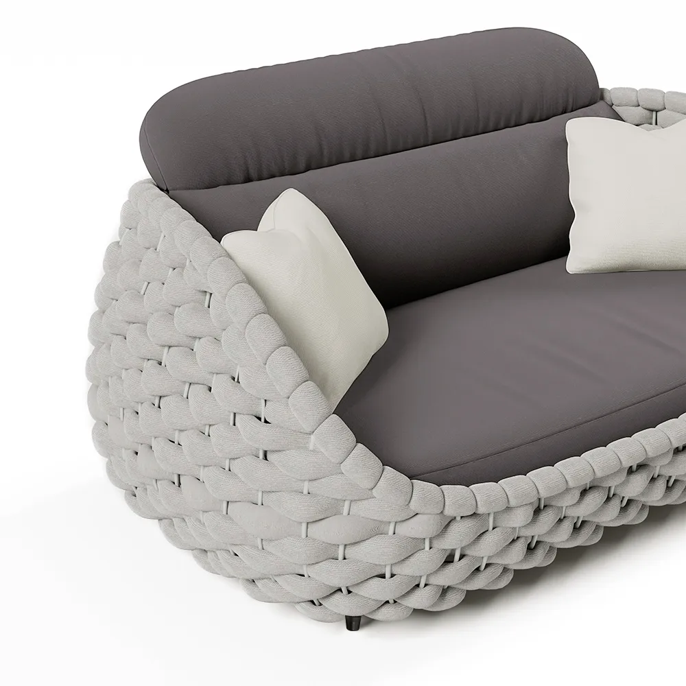 Cocaro 2-Seater Rope Woven Patio Loveseat with Removable Cushions — image 9
