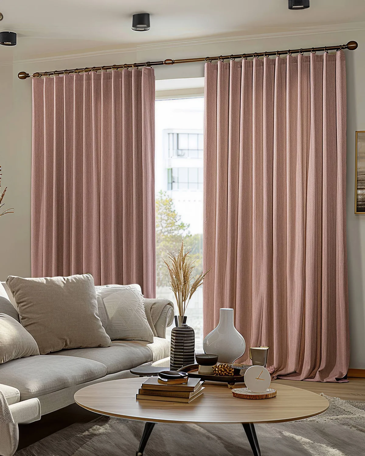 Florence 4 Layers OEKO Heavyweight Soundproof Thermal 100% Blackout Woven Textured Custom Curtain — image 3