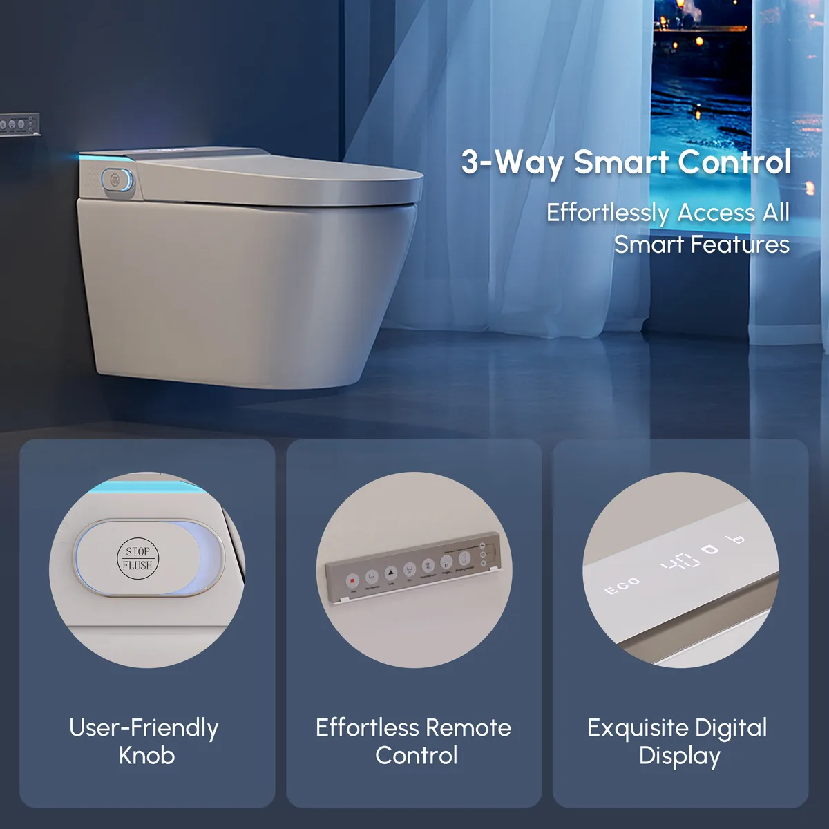 Automatic Wall-Mounted Smart Bidet Toilet with Built-in Tank 1.28 GPF — image 8