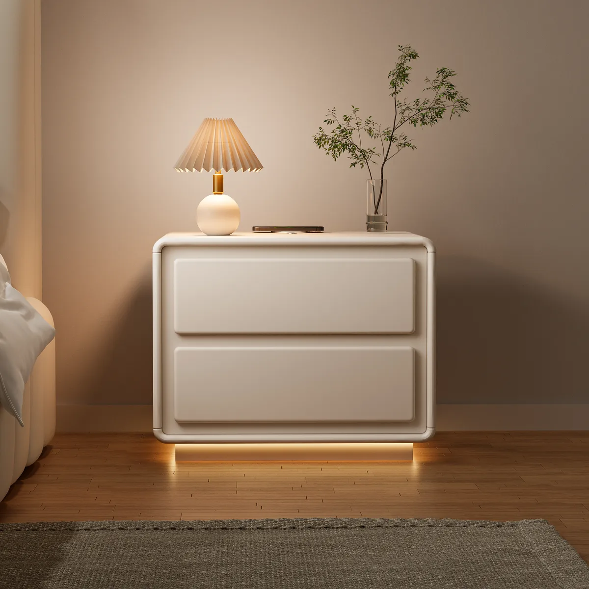 Haloa Walnut 3-Drawer LED Nightstand with Charging Station — image 22