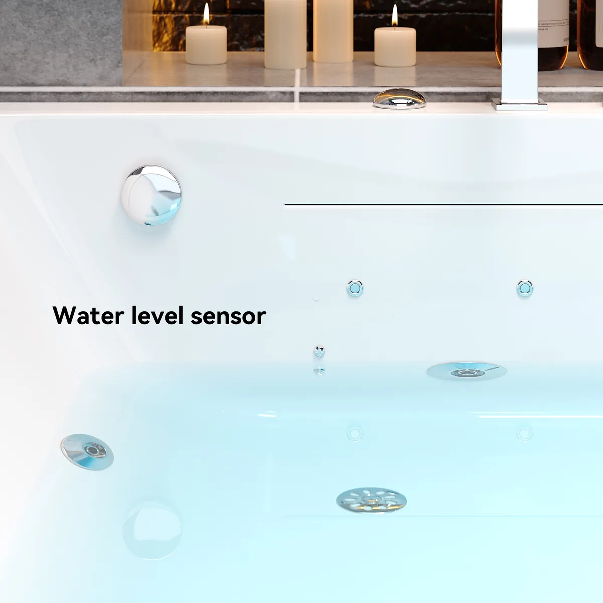 70.8" Rectangle Whirlpool Bathtub Acrylic Jetted Massage Whirlpool Water with Thermostat — image 5