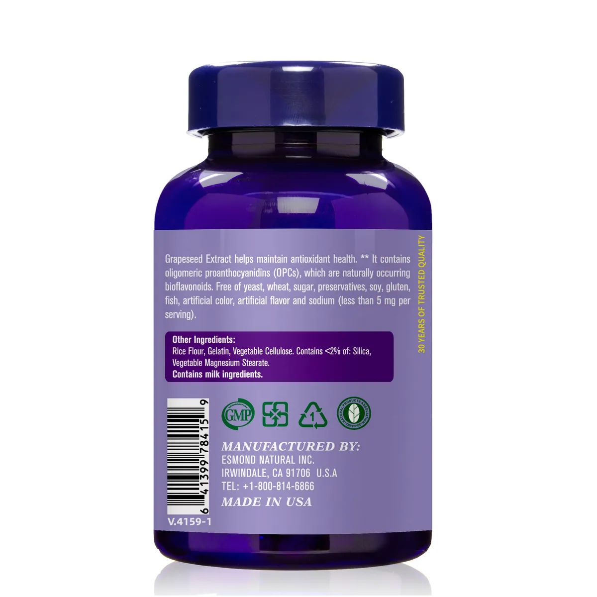 Grapeseed Extract (Helps Maintain Antioxidant Health), USA, FDA, GMP, NPAC-400mg, 60 Capsules — image 2