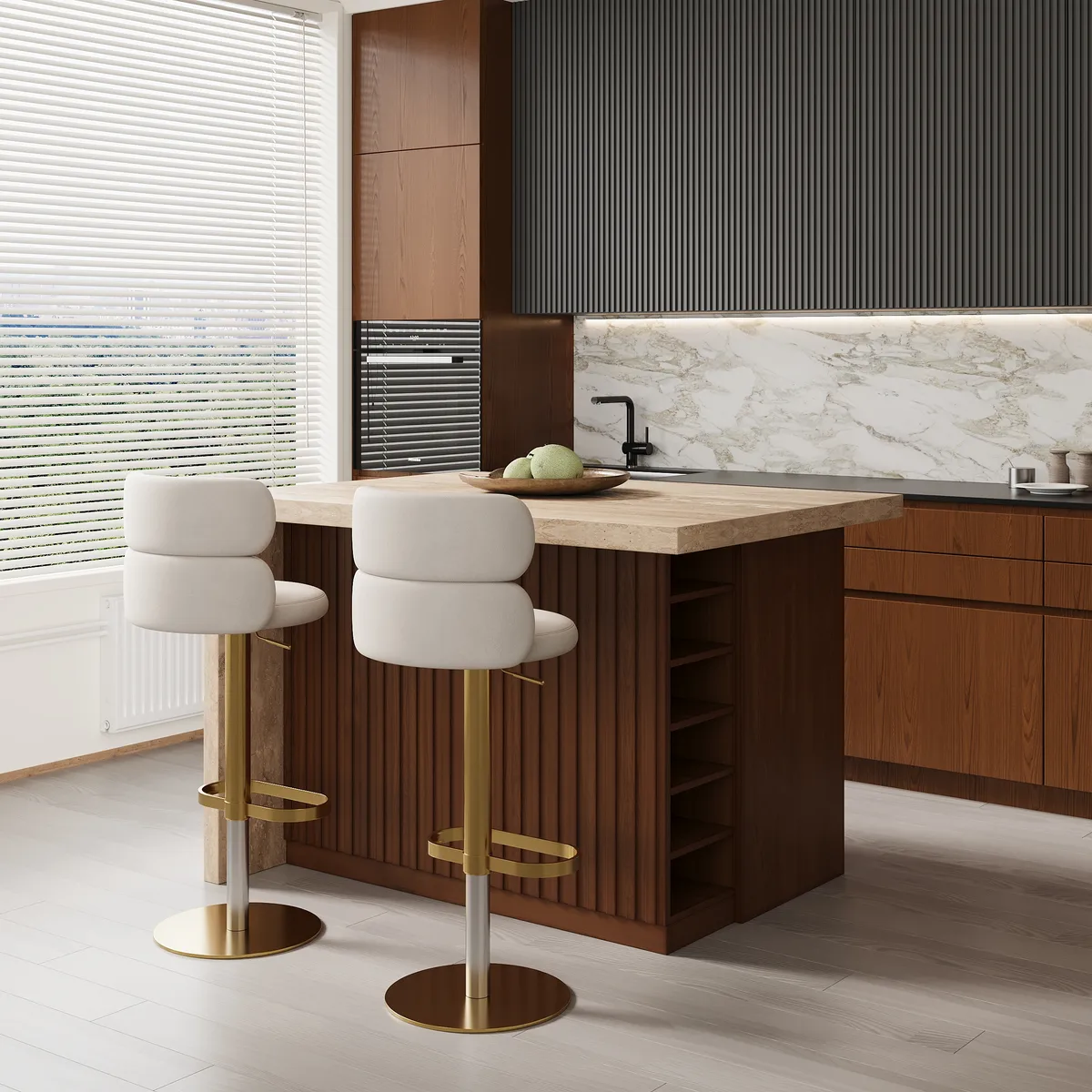 72" Modern Kitchen Island Laminate & 4 Counter Stools Set Storage Cabinet — image 22