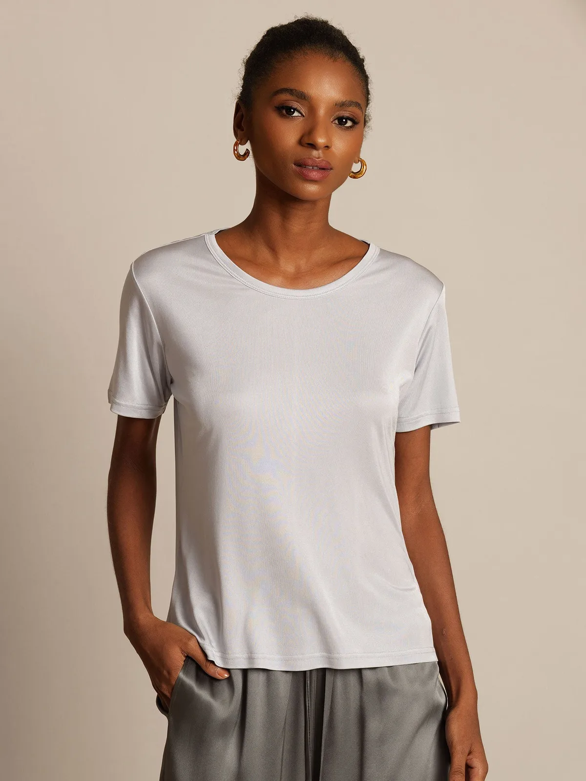 100% Mulberry Silk Short Sleeve Women's T-Shirt — image 5