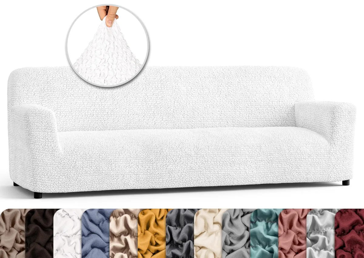 Sofa Slipcovers - 1-Piece Furniture Protector - Form Fit, Machine Washable -MicrofibraCollection - White Color