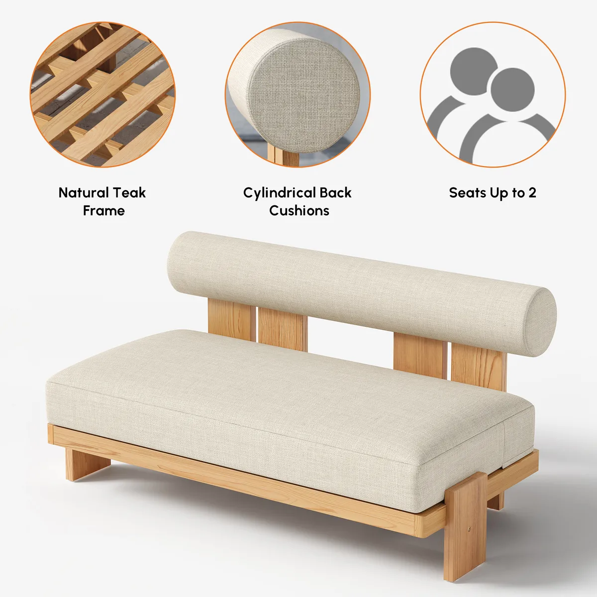 4 PCS Teak Outdoor Sofa Set Modern Yard & Patio Furniture for 4 Person — image 7