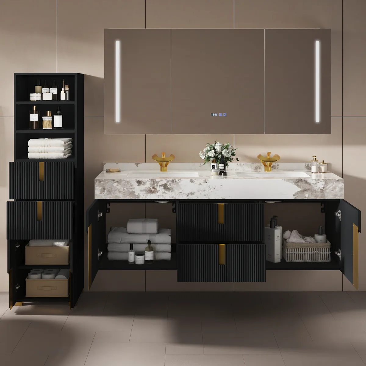 Artis 36" Single Bathroom Vanity & 59" Bathroom Storage Cabinet Set — image 14