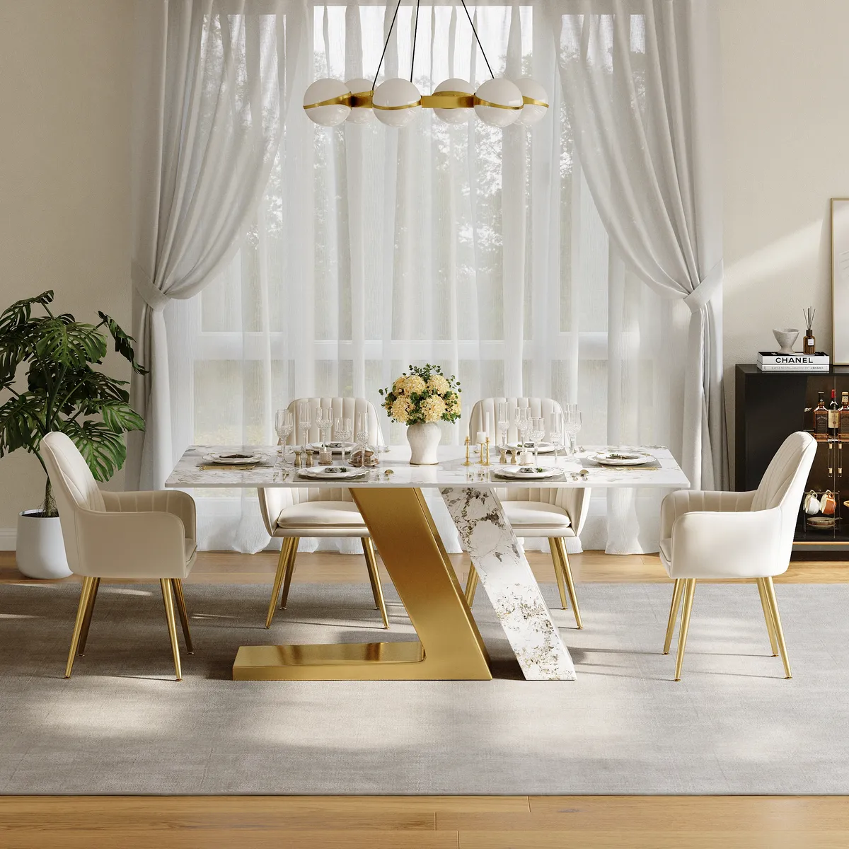 78.7-94.5" Modern Extendable Sintered Stone Dining Table Seats 6-10 People — image 23