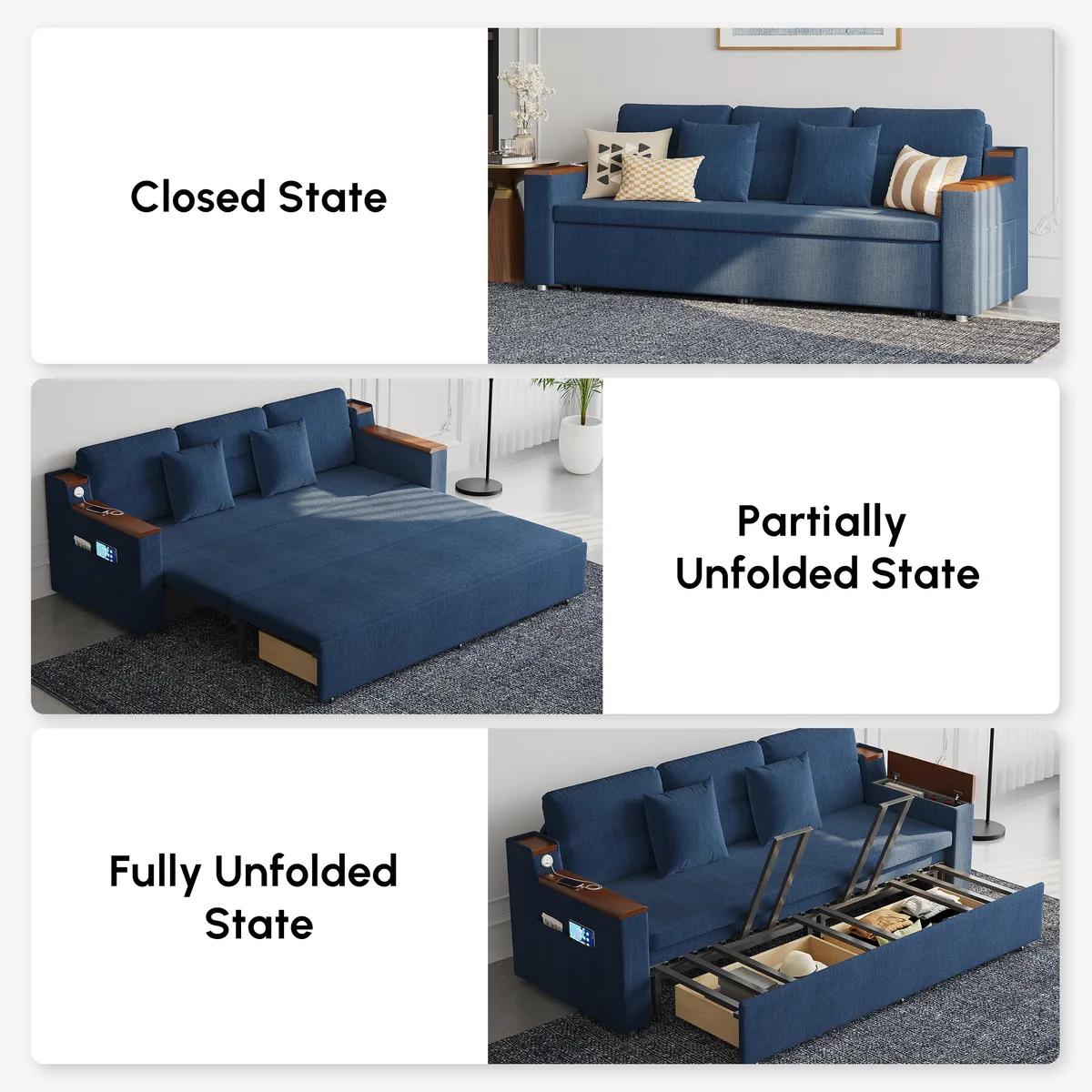 King Size Daybed with Trundle Linen Pull Out Sofa Bed — image 8