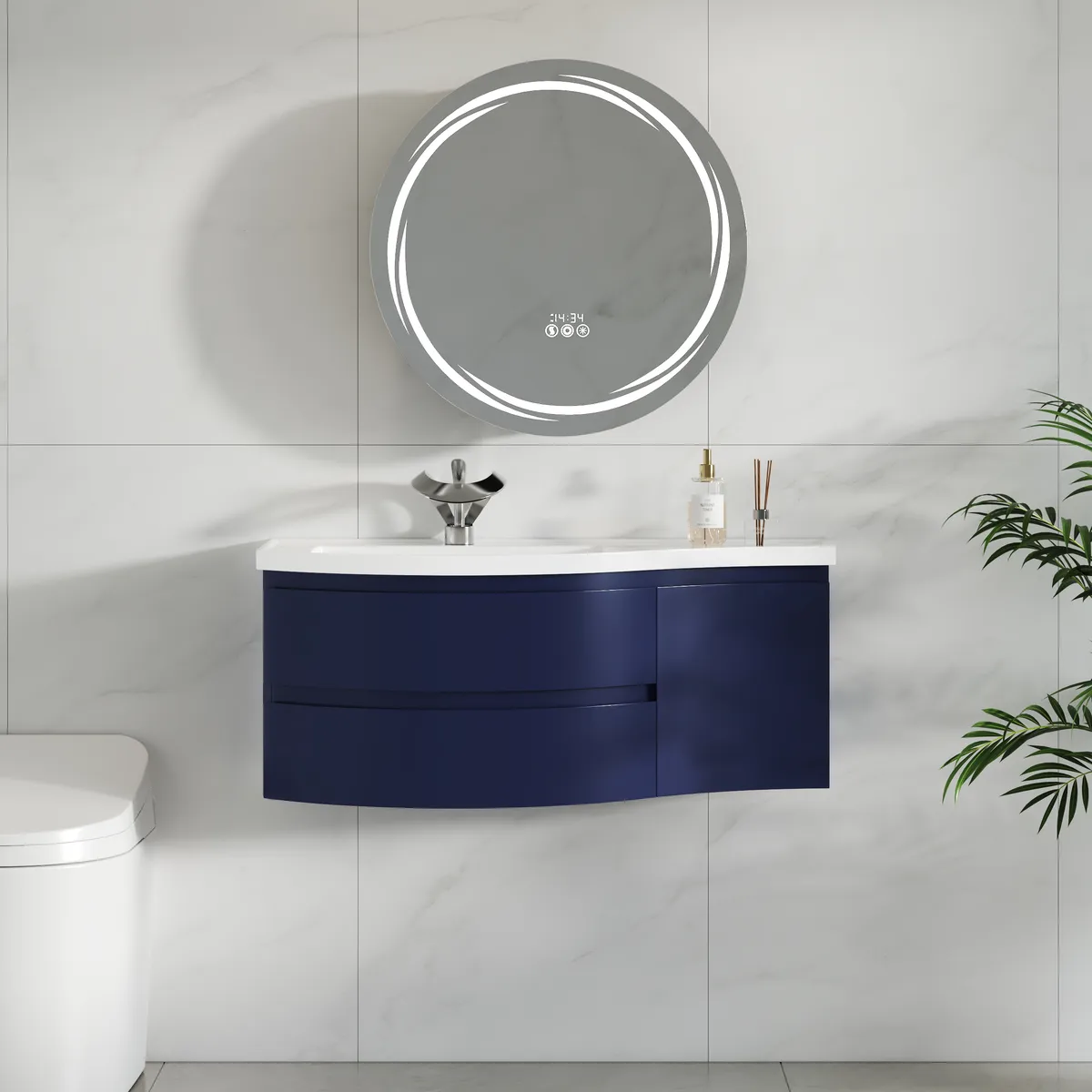 35" Floating Curved Bathroom Vanity Half-Circle Bathroom Cabinet — image 22