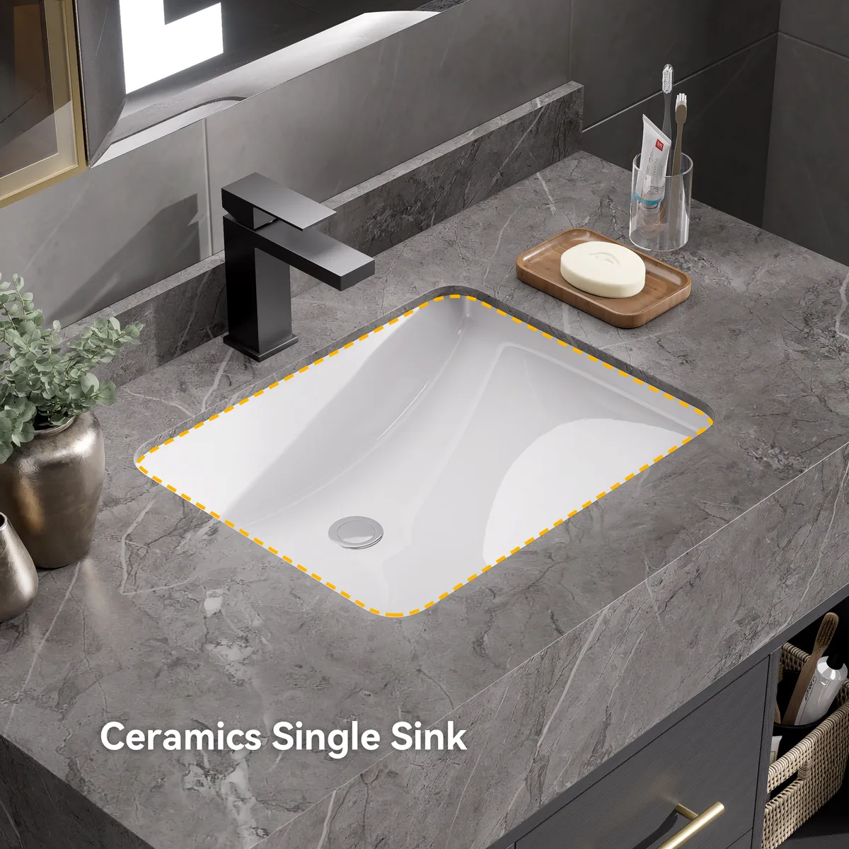 35.4" Floating Bathroom Vanity with Cultured Marble Vessel Sink with 2 Drawers — image 5
