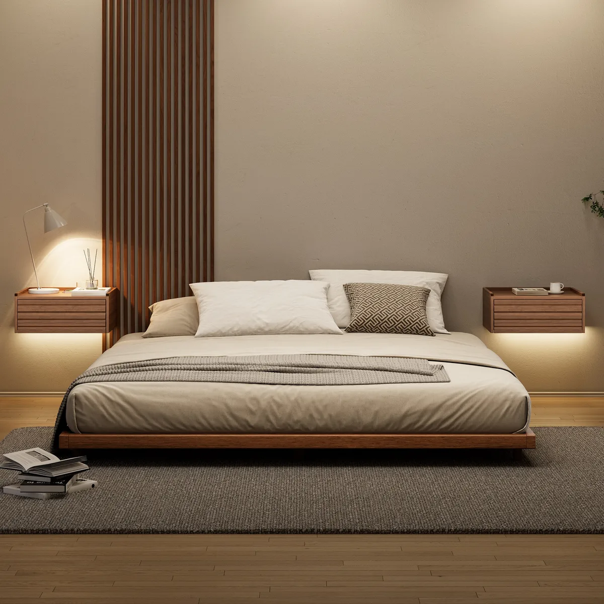 Japanese Style King Low Bed Frame Black Floor Bed — image 23