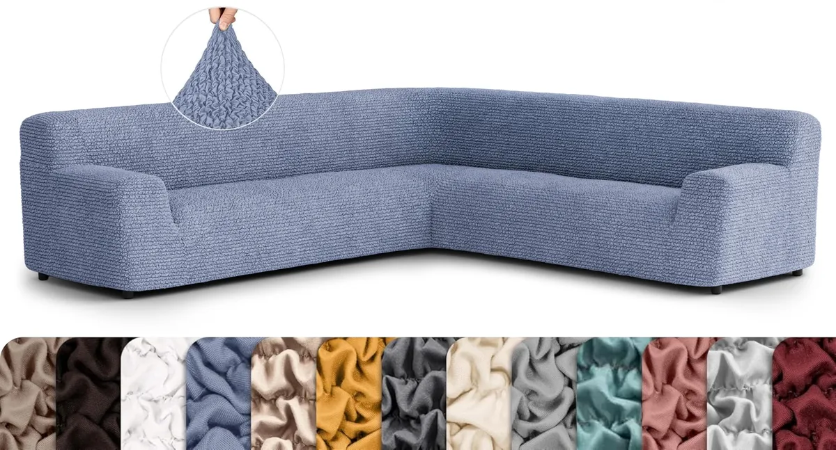 Oversized Corner Sectional Couch Cover - 1-Piece Furniture Protector - Form Fit, Machine Washable -MicrofibraCollection — image 11