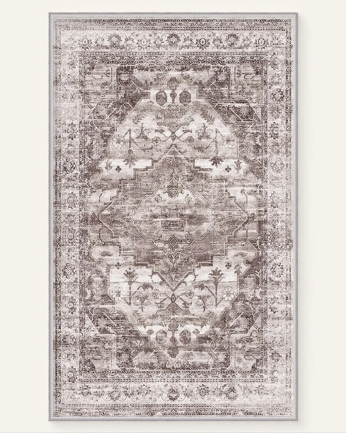 Diana's Garden Deep Taupe Washable Area Rug