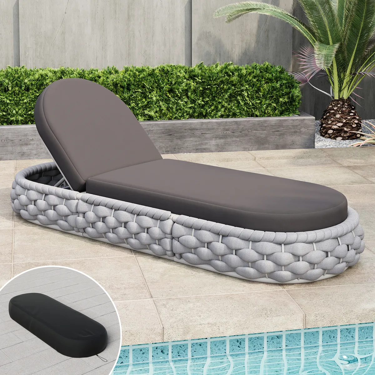 Cocaro Outdoor Aluminum & Rope Weave Adjustable Chaise Lounge — image 15
