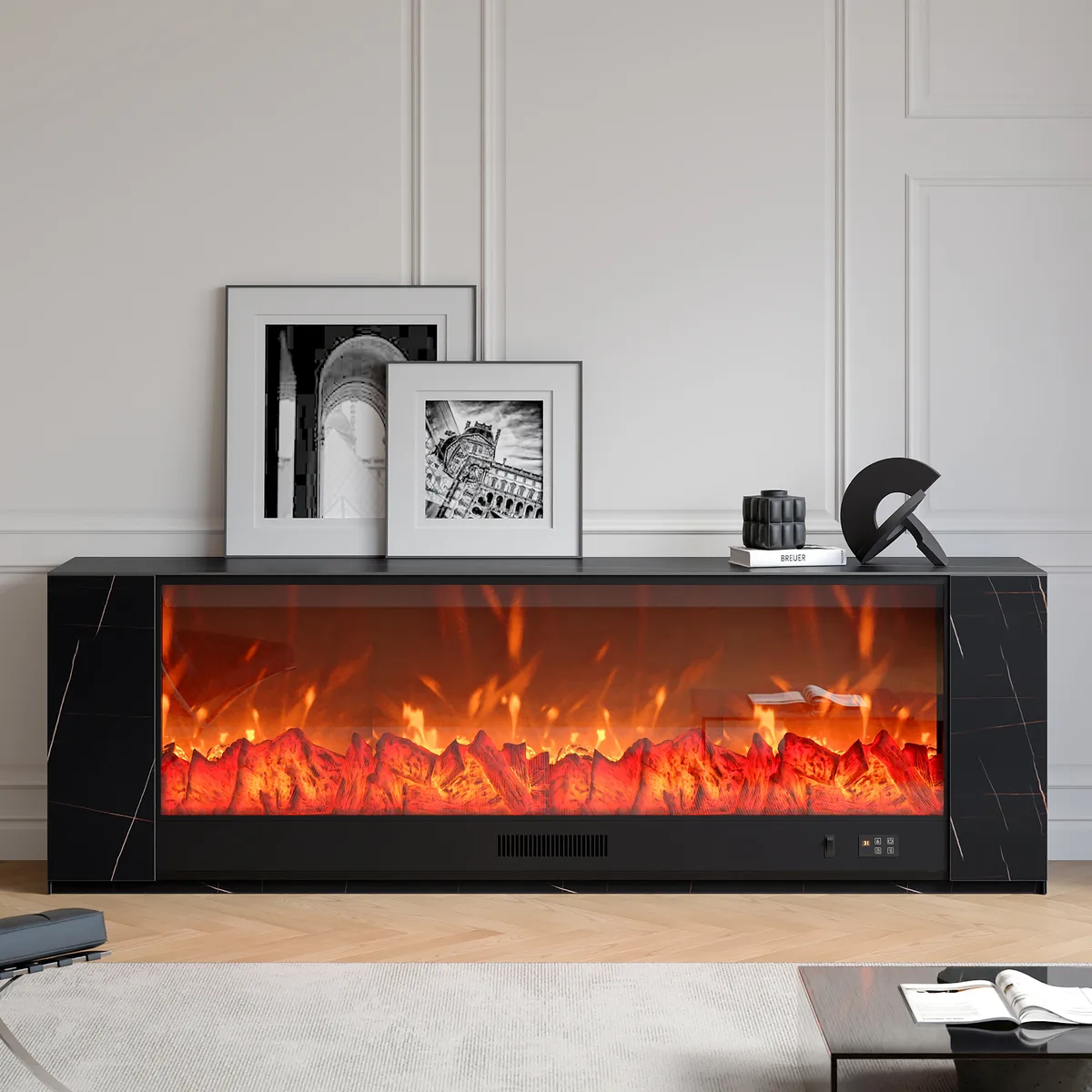 71" Sintered Stone Electric Fireplace TV Stand with Remote Control — image 20