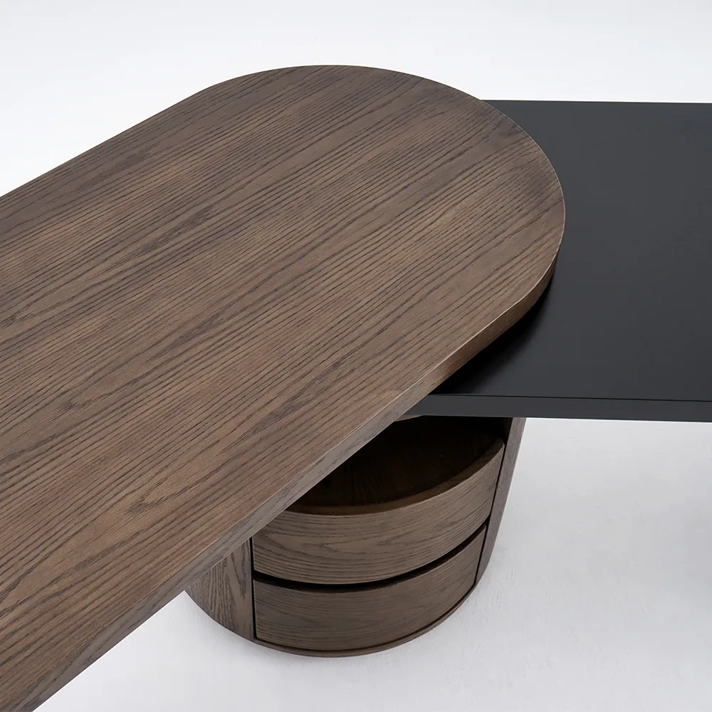 Modern 60" L-Shaped Walnut Office Desk with Drawers, Rotating Design — image 29