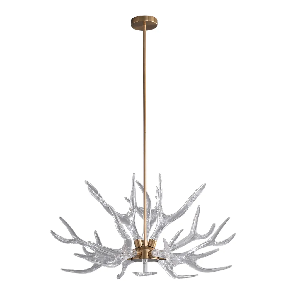 Deer Horn Antler Style 9-Light Ceiling Chandelier LED Gold Lighting — image 9