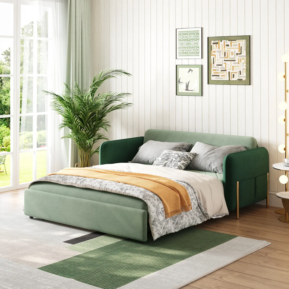 68" Full 2-Seater Boucle Convertible Sleeper Sofa — image 14