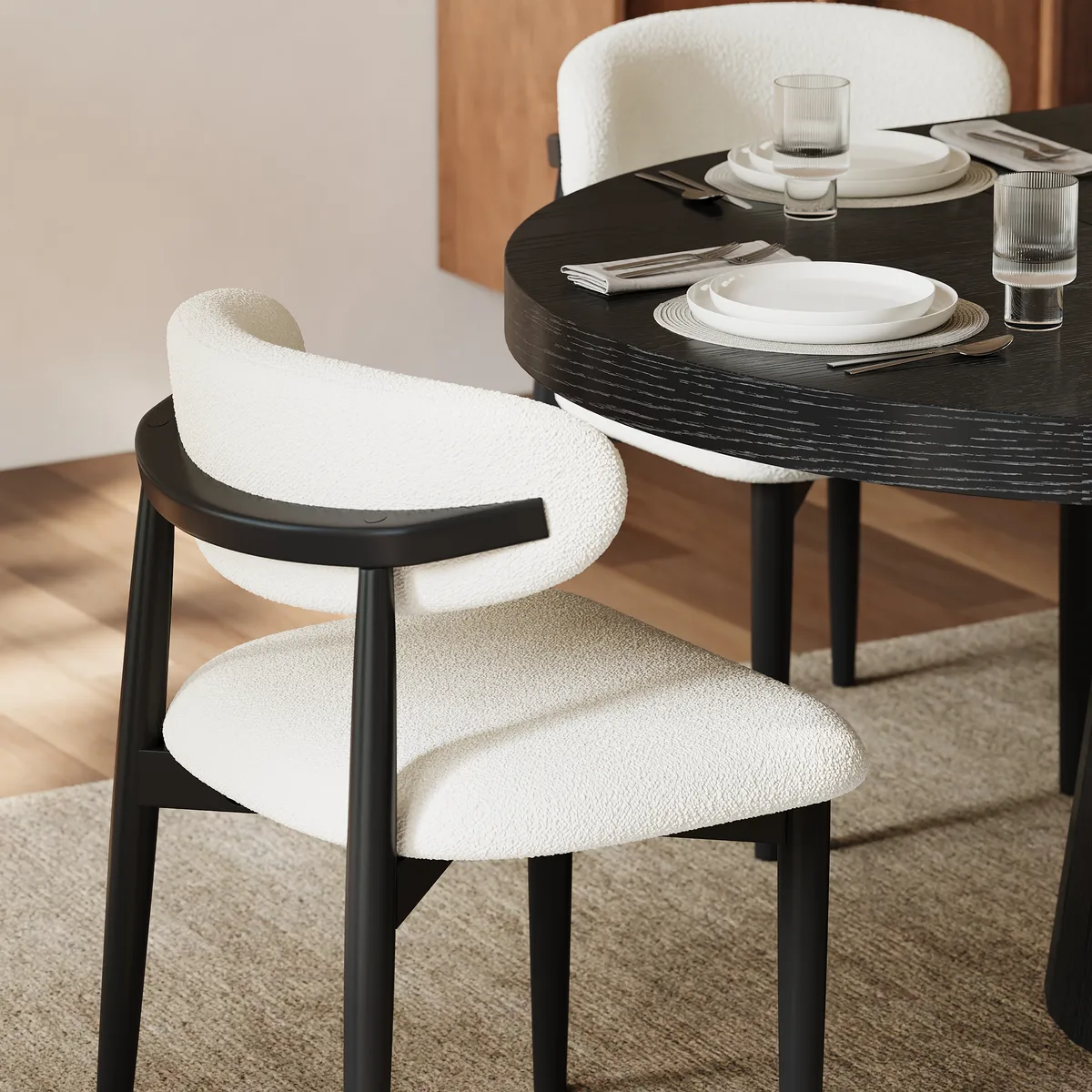 Dining Set 67"-79" Extendable Dining Table Black with 6 Chairs — image 27