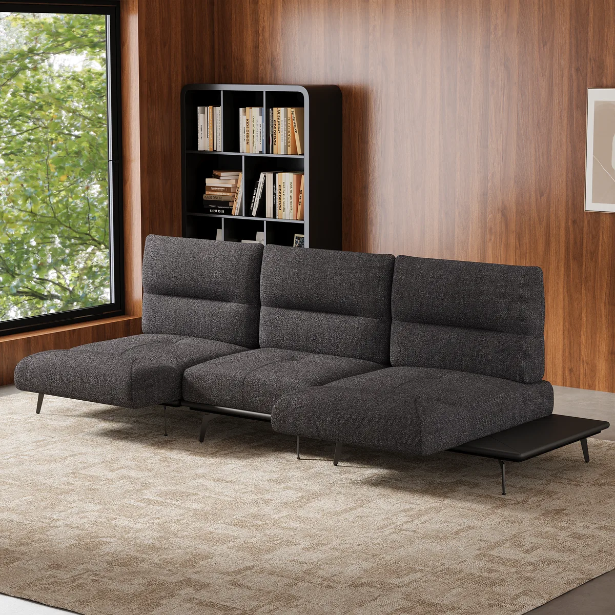 2-Piece Yarn-Dyed Fabric and Faux Leather Reclining Sectional Sofa — image 2