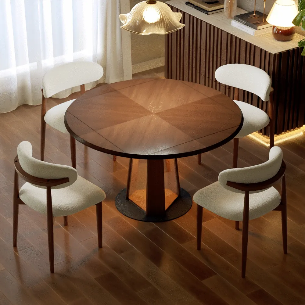 36"-47" Solid Wood Extendable Dining Table with Light — image 3