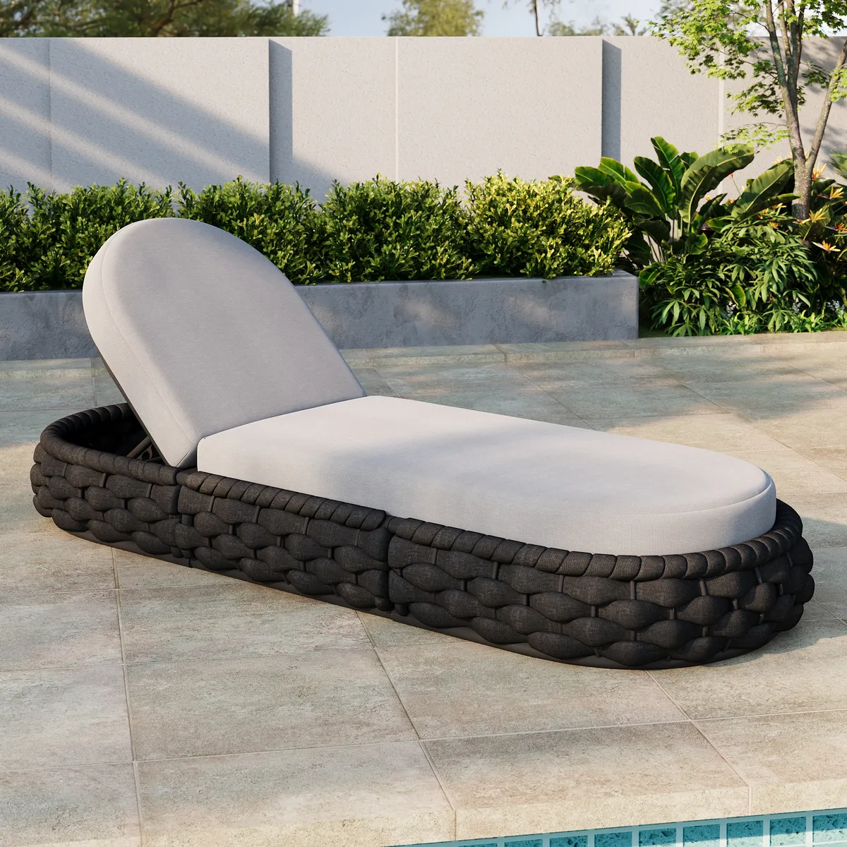 Cocaro Outdoor Aluminum & Rope Weave Adjustable Chaise Lounge — image 2