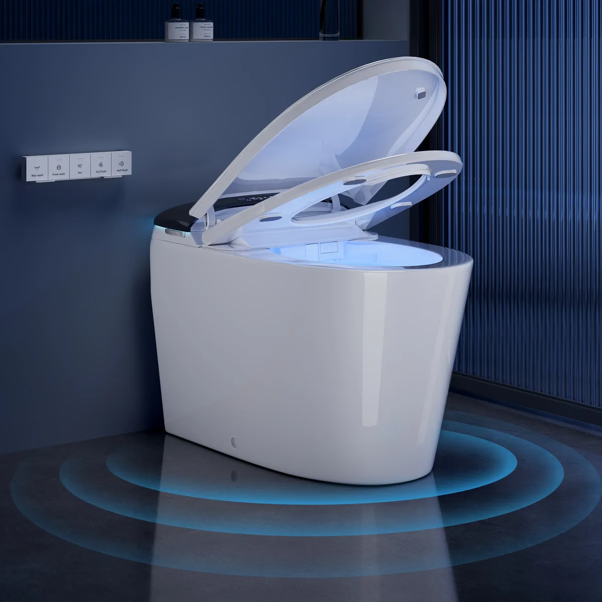 Smart Bidet Toilet with Built-in Tank, Foam Shield, ADA Seat Height, Auto-Open Lid