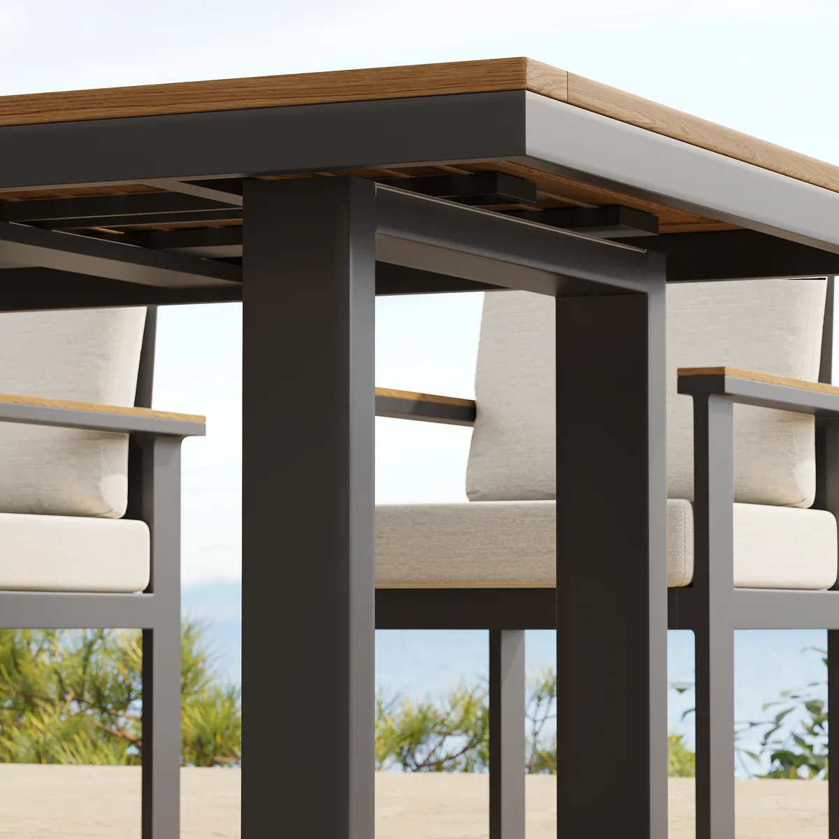 Tevara 5 Pieces Rectangle Wood & Aluminum Outdoor Patio Dining Set for 4 Person — image 26