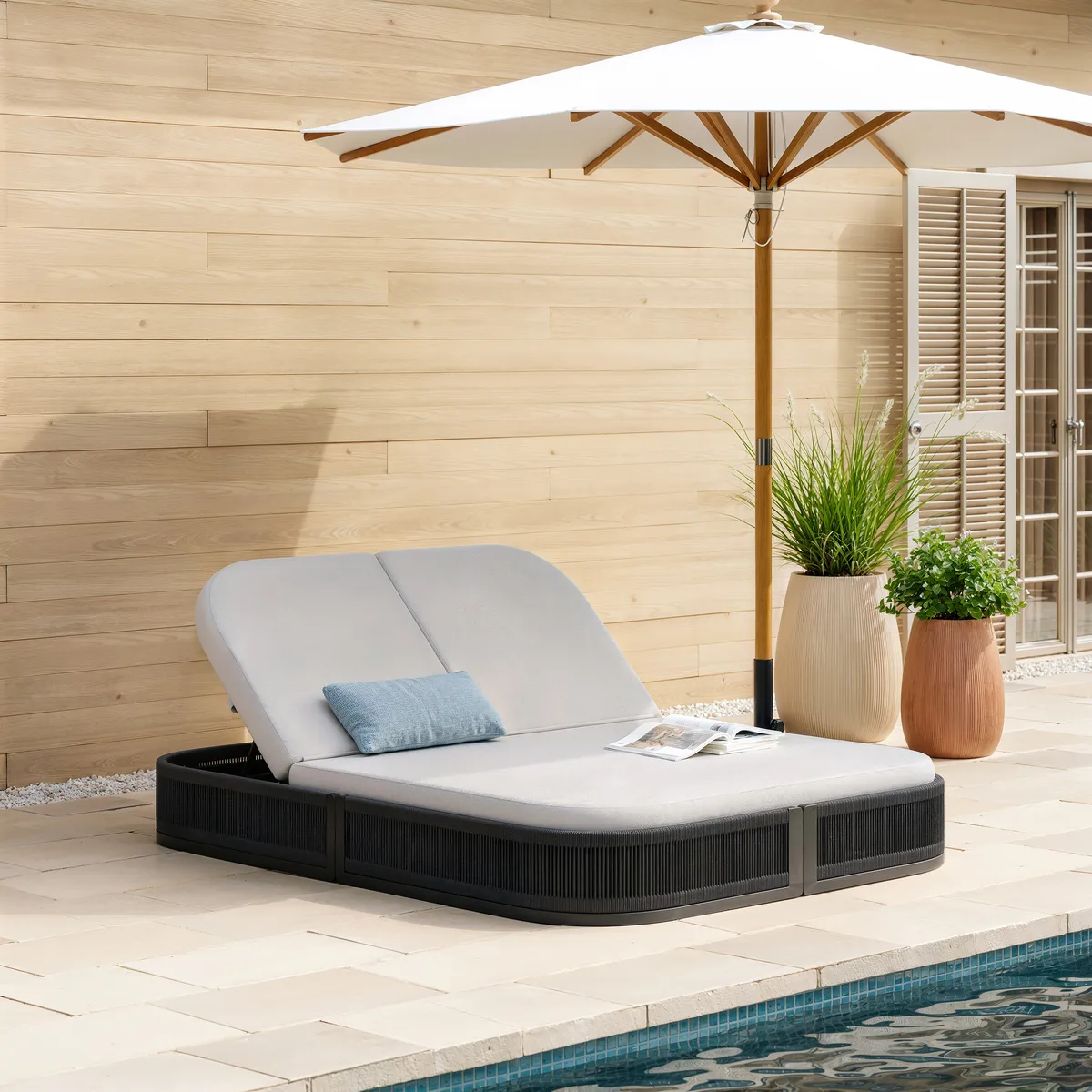 Costra Outdoor Aluminum & Rope Weave Reclining Chaise Lounge — image 4