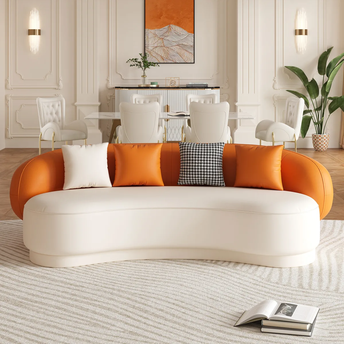 Suncurve Faux Leather 3-Seat Sofa Set with Swivel Accent Chairs — image 6