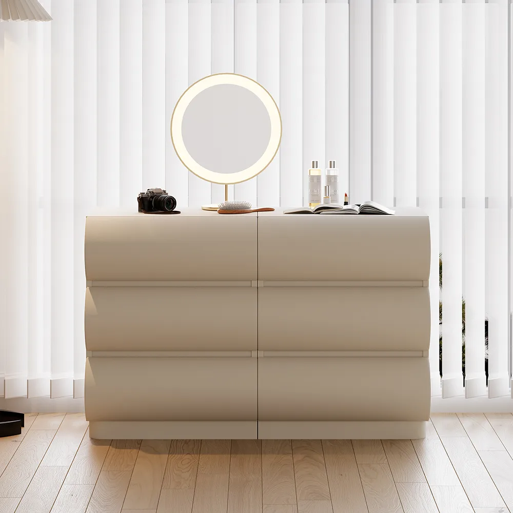 Bedroom Dresser & Vanity Desk Set 6-Drawer Dresser Chest & White Makeup Vanity Set — image 6