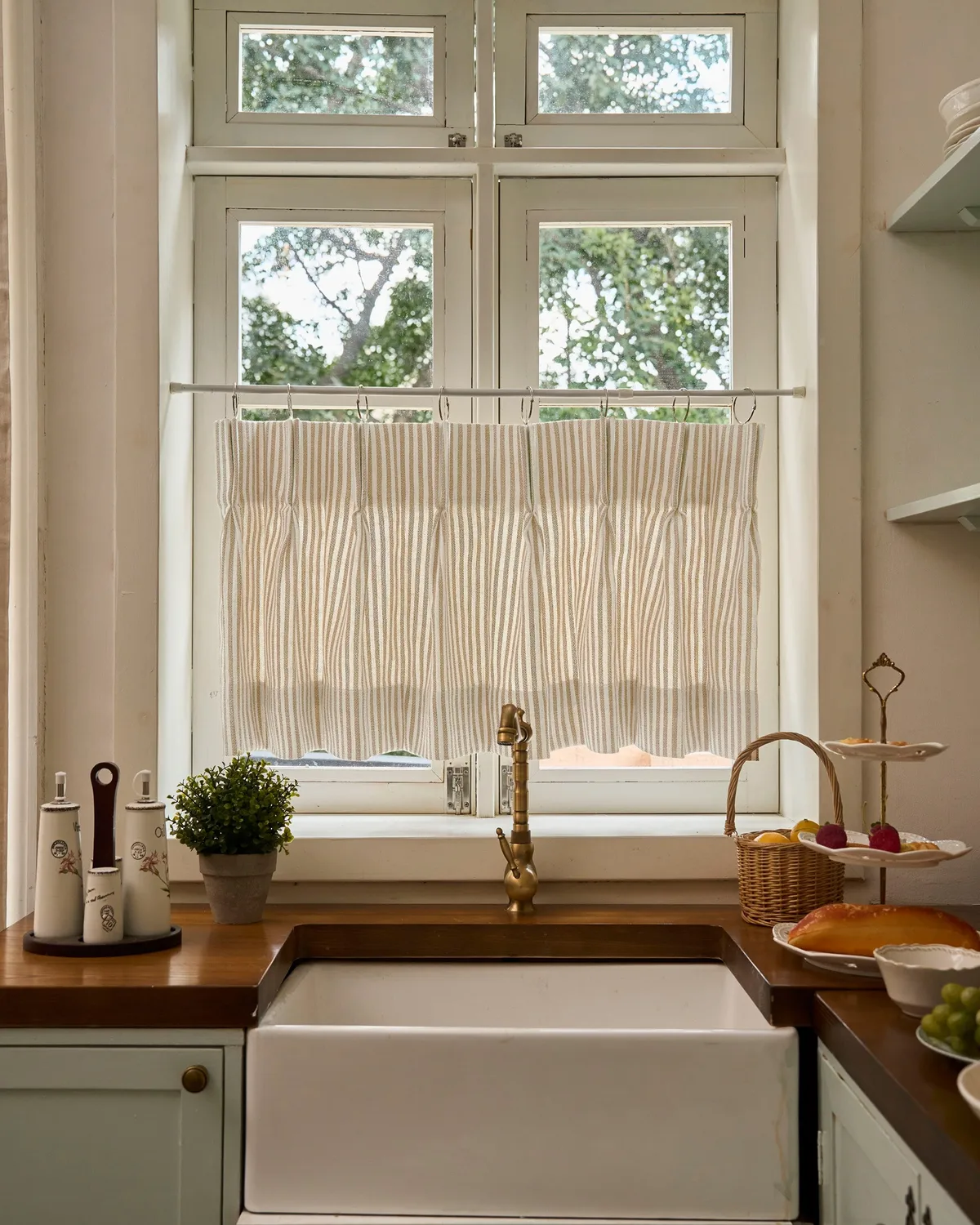 Milo Linen Blend Striped Custom Cafe Curtain — image 3
